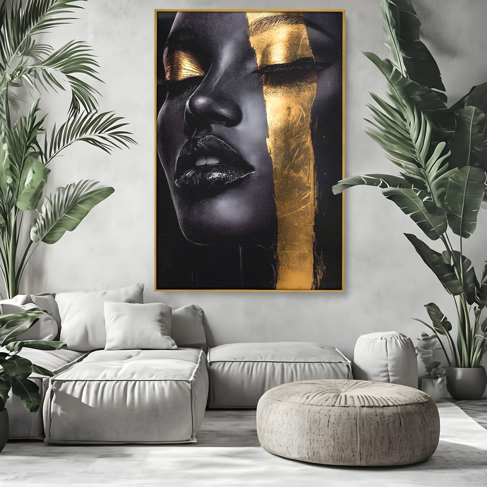 Tablou Canvas Premium, LuxCanva® G1149, Aurul din Intuneric, Queen, Eclipsa, Chip, Zeita, Magie, Vis, Ochi, Inchisi, Glamour, Sofisticat, Lux, Senzualitate, Negru, Birou, Living, Dormitor