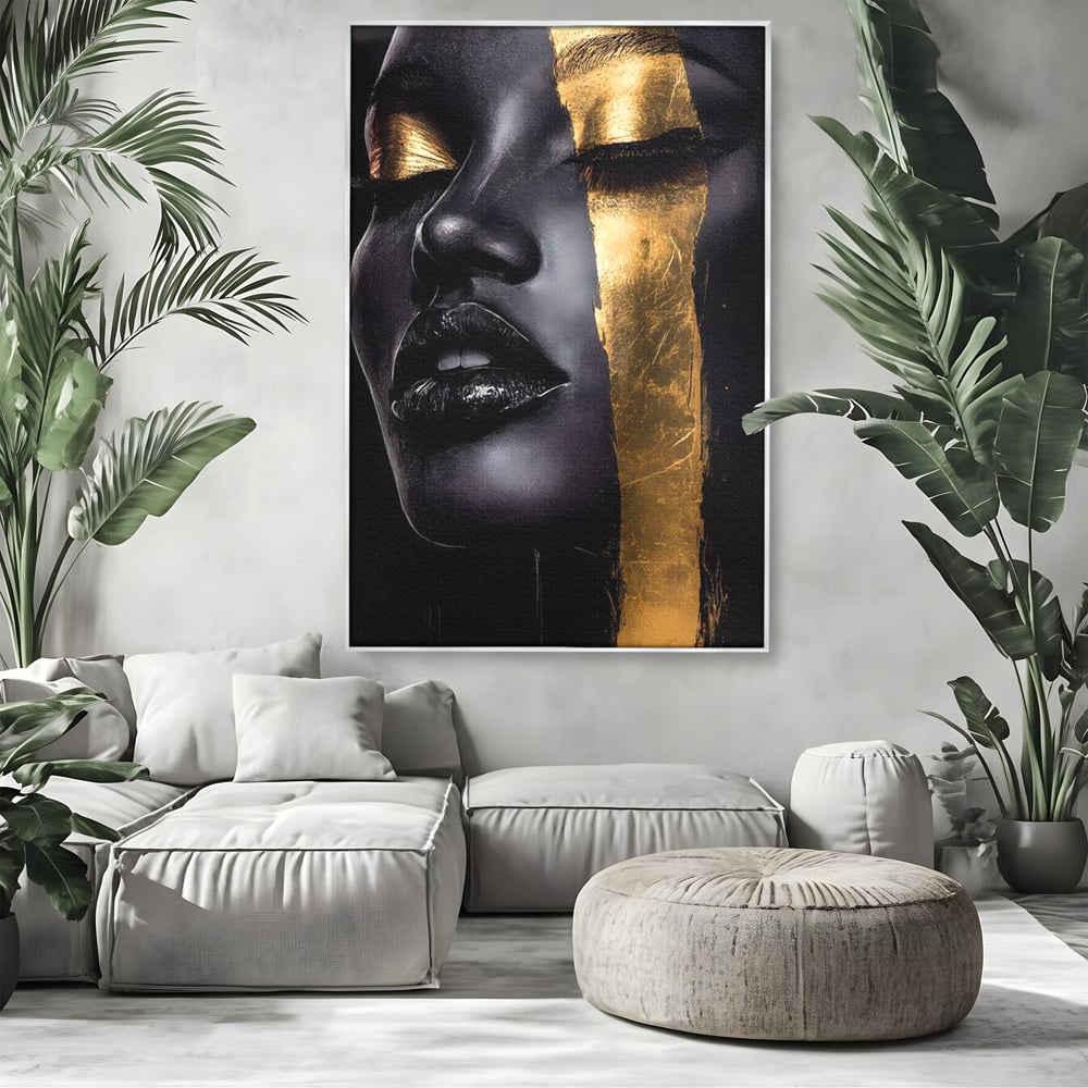Tablou Canvas Premium, LuxCanva® G1149, Aurul din Intuneric, Queen, Eclipsa, Chip, Zeita, Magie, Vis, Ochi, Inchisi, Glamour, Sofisticat, Lux, Senzualitate, Negru, Birou, Living, Dormitor