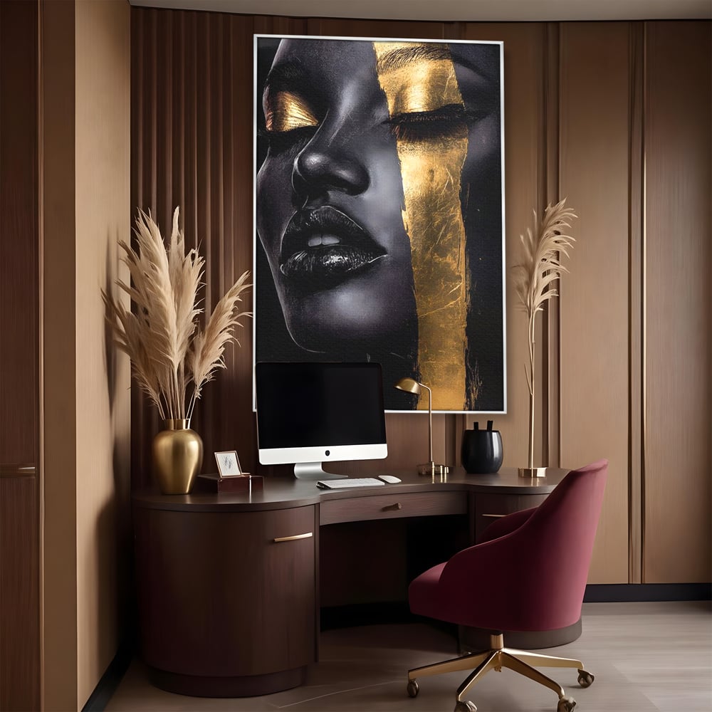 Tablou Canvas Premium, LuxCanva® G1149, Aurul din Intuneric, Queen, Eclipsa, Chip, Zeita, Magie, Vis, Ochi, Inchisi, Glamour, Sofisticat, Lux, Senzualitate, Negru, Birou, Living, Dormitor