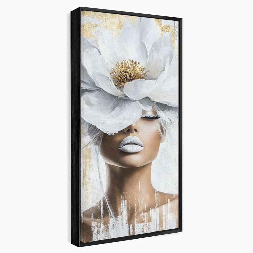 Leinwandbilder Premium, LuxCanva® G1151, Eternal White, Blumen, Magnolien, Weiß, Golden, Royal, Blütenblätter, Duft, Traum, Stille, Luxus, Glamour, Mode, Schönheit, Büro, Wohnen, Schlafzimmer