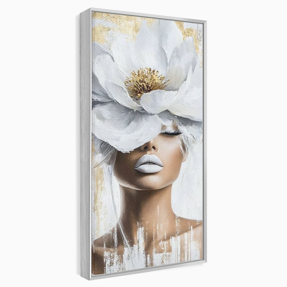 Leinwandbilder Premium, LuxCanva® G1151, Eternal White, Blumen, Magnolien, Weiß, Golden, Royal, Blütenblätter, Duft, Traum, Stille, Luxus, Glamour, Mode, Schönheit, Büro, Wohnen, Schlafzimmer