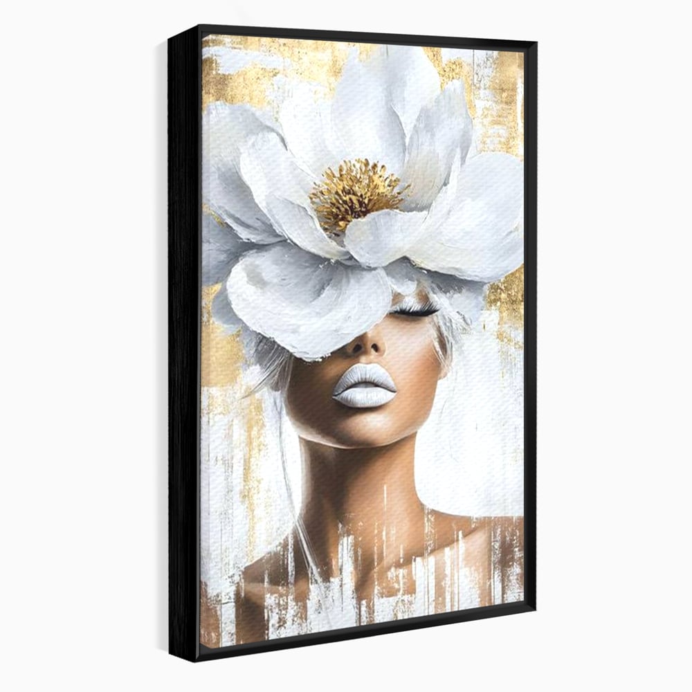 Leinwandbilder Premium, LuxCanva® G1151, Eternal White, Blumen, Magnolien, Weiß, Golden, Royal, Blütenblätter, Duft, Traum, Stille, Luxus, Glamour, Mode, Schönheit, Büro, Wohnen, Schlafzimmer