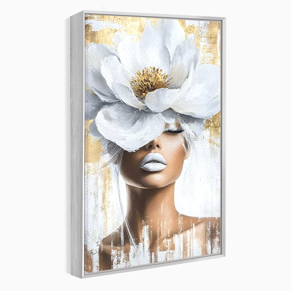 Leinwandbilder Premium, LuxCanva® G1151, Eternal White, Blumen, Magnolien, Weiß, Golden, Royal, Blütenblätter, Duft, Traum, Stille, Luxus, Glamour, Mode, Schönheit, Büro, Wohnen, Schlafzimmer