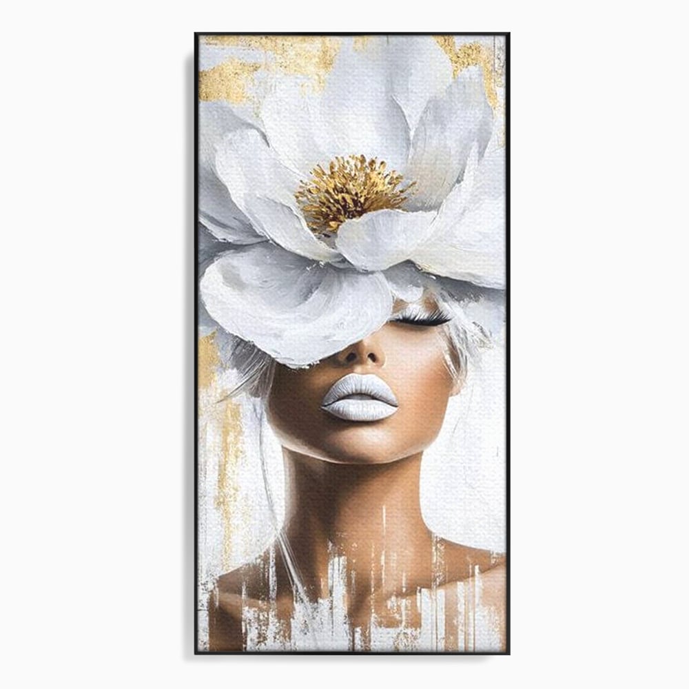 Leinwandbilder Premium, LuxCanva® G1151, Eternal White, Blumen, Magnolien, Weiß, Golden, Royal, Blütenblätter, Duft, Traum, Stille, Luxus, Glamour, Mode, Schönheit, Büro, Wohnen, Schlafzimmer
