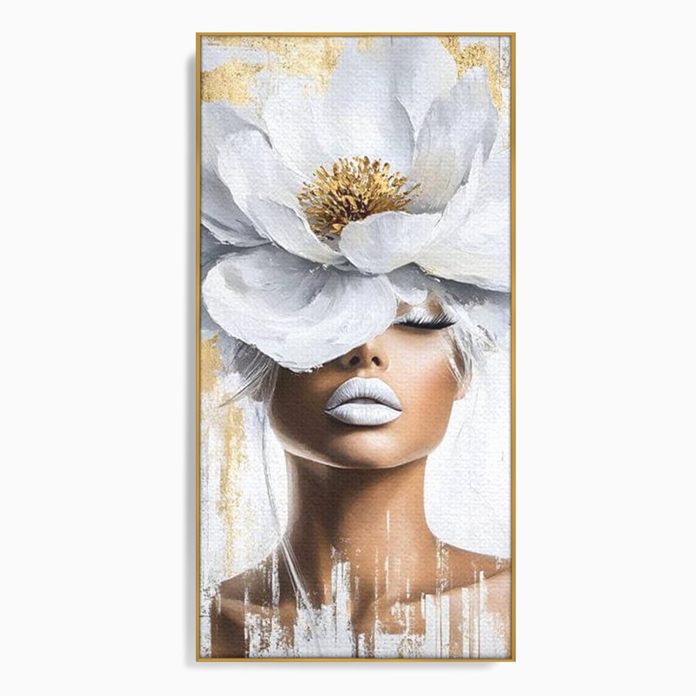 Leinwandbilder Premium, LuxCanva® G1151, Eternal White, Blumen, Magnolien, Weiß, Golden, Royal, Blütenblätter, Duft, Traum, Stille, Luxus, Glamour, Mode, Schönheit, Büro, Wohnen, Schlafzimmer