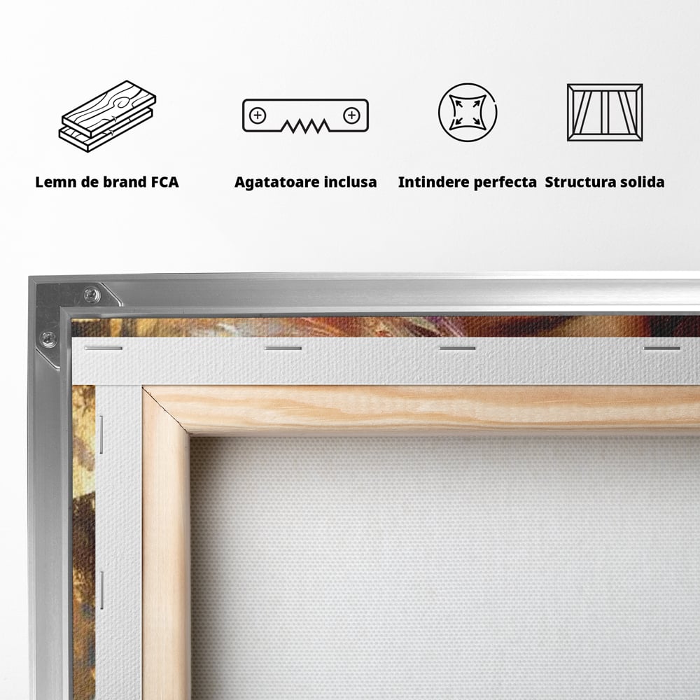 Tablou Canvas Premium, LuxCanva® G1155, In Bratele Soarelui, Visare, Fata, Zeita, Auriu, Gratie, Tacere, Stralucire, Freamat, Sclipiri, Rasarit, Mister, Rafinament, Birou, Living, Dormitor
