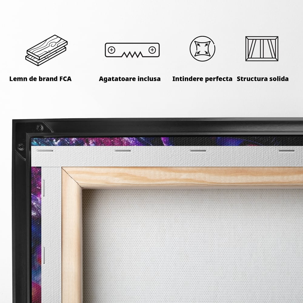 Tablou Canvas Premium, LuxCanva® G1156, Privirea care Vrajeste, Noapte, Mov, Palarie, Tatuaj, Trandafiri, Violet, Suflet, Ratacire, Mexic, Decorativ, Intens, Fascinant, Birou, Living, Dormitor