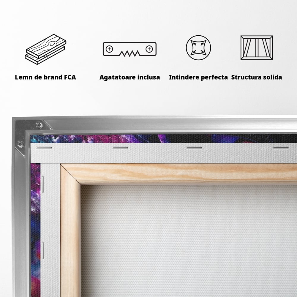 Tablou Canvas Premium, LuxCanva® G1156, Privirea care Vrajeste, Noapte, Mov, Palarie, Tatuaj, Trandafiri, Violet, Suflet, Ratacire, Mexic, Decorativ, Intens, Fascinant, Birou, Living, Dormitor