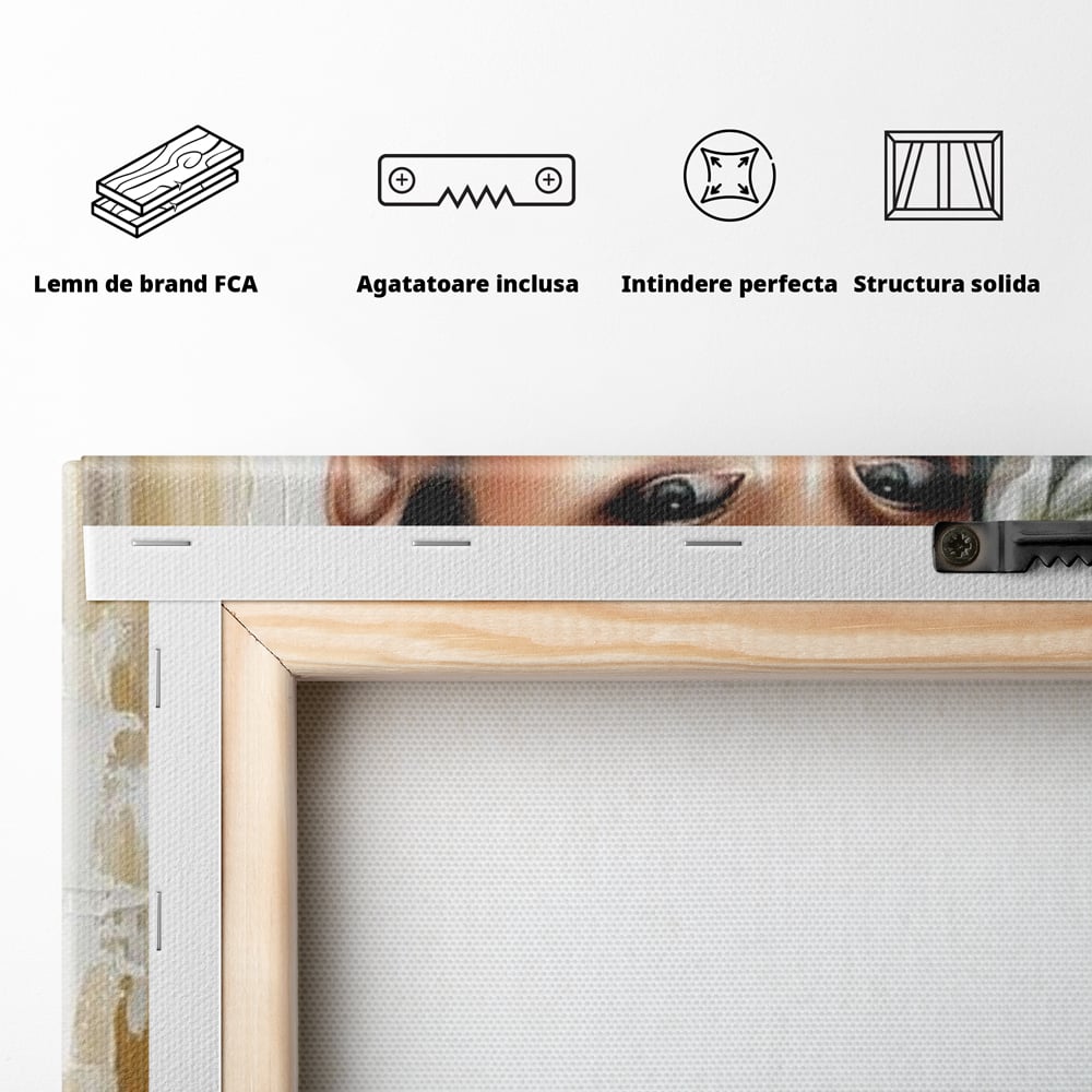 Leinwandbilder Premium, LuxCanva® G1157, Frau mit goldenen Ohrringen, Feminin, Eleganz, Blume, Weiß, Gold, Blick, Katzenauge, Katzenauge, Latina, Jasmin, Schmuck, Zeitlos, Büro, Wohnzimmer, Schlafzimmer