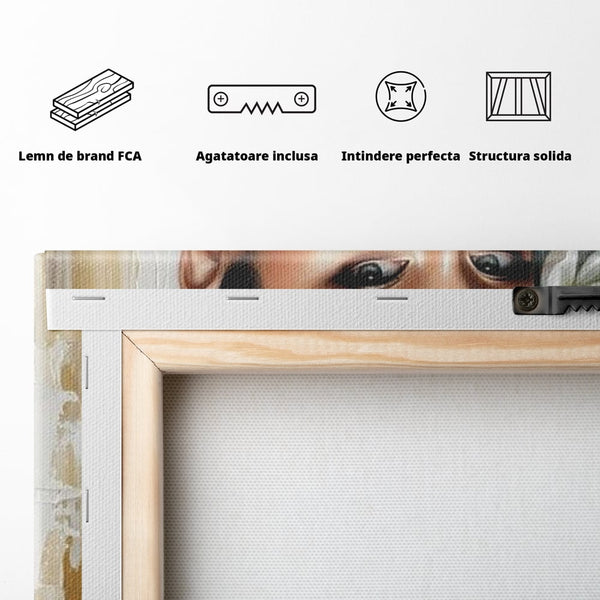 Leinwandbilder Premium, LuxCanva® G1157, Frau mit goldenen Ohrringen, Feminin, Eleganz, Blume, Weiß, Gold, Blick, Katzenauge, Katzenauge, Latina, Jasmin, Schmuck, Zeitlos, Büro, Wohnzimmer, Schlafzimmer