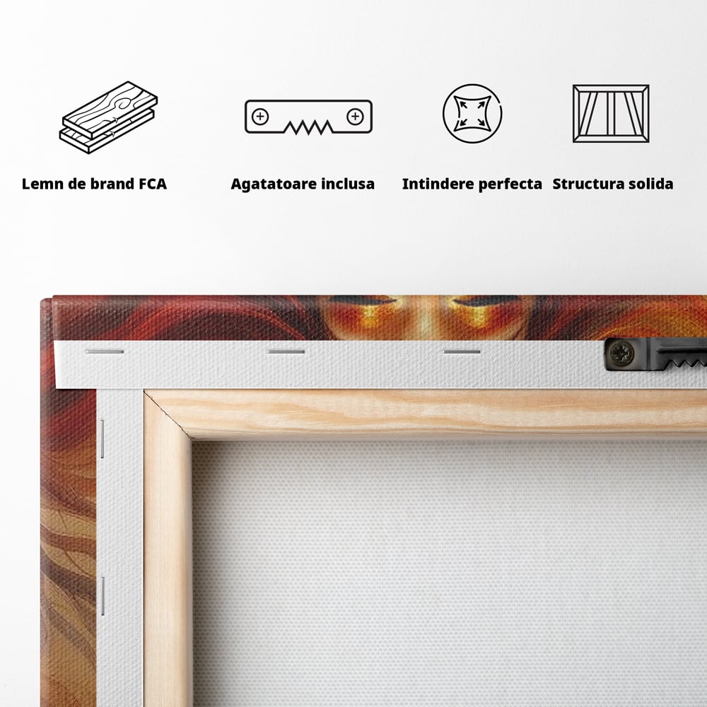 Leinwand Wandkunst Premium, LuxCanva® G1158, Göttin des Feuers, Flammen, Sonne, Chakren, Rot, Gold, Energie, Solar, Strahlen, Reinheit, Symbolik, Mystik, Aura, Meditation, Zen, Büro, Wohnen, Schlafzimmer