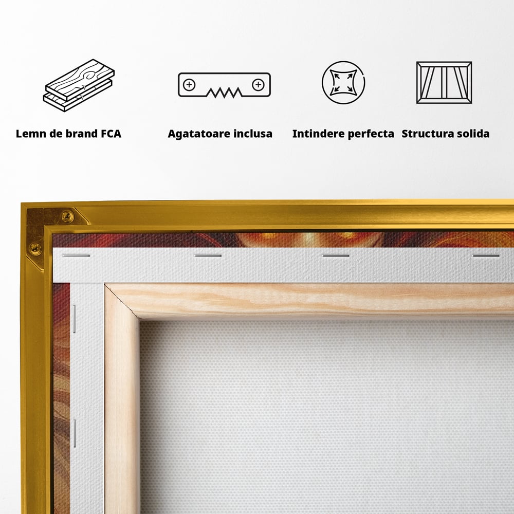 Leinwand Wandkunst Premium, LuxCanva® G1158, Göttin des Feuers, Flammen, Sonne, Chakren, Rot, Gold, Energie, Solar, Strahlen, Reinheit, Symbolik, Mystik, Aura, Meditation, Zen, Büro, Wohnen, Schlafzimmer