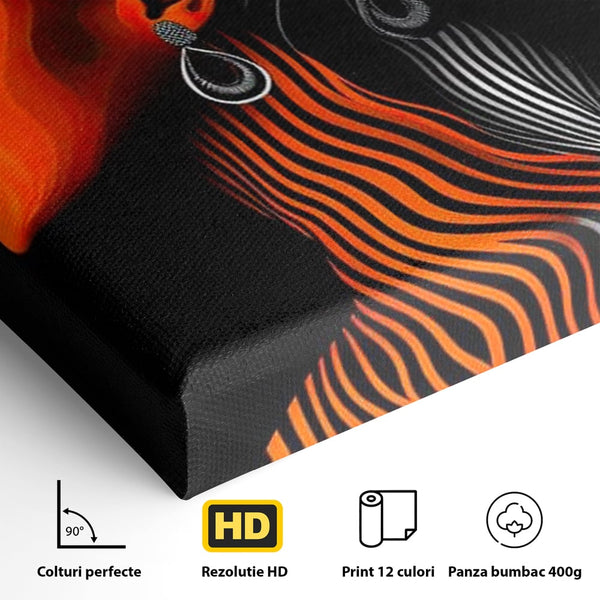 Tablou Canvas Premium, LuxCanva® G1161, Yin si Yang Feminin, Dualitate, Fete, Frumusete, Foc, Gheata, Opozitie, Dubla, Identitate, Lumini, Umbre, Stilizat, Armonie, Birou, Living, Dormitor