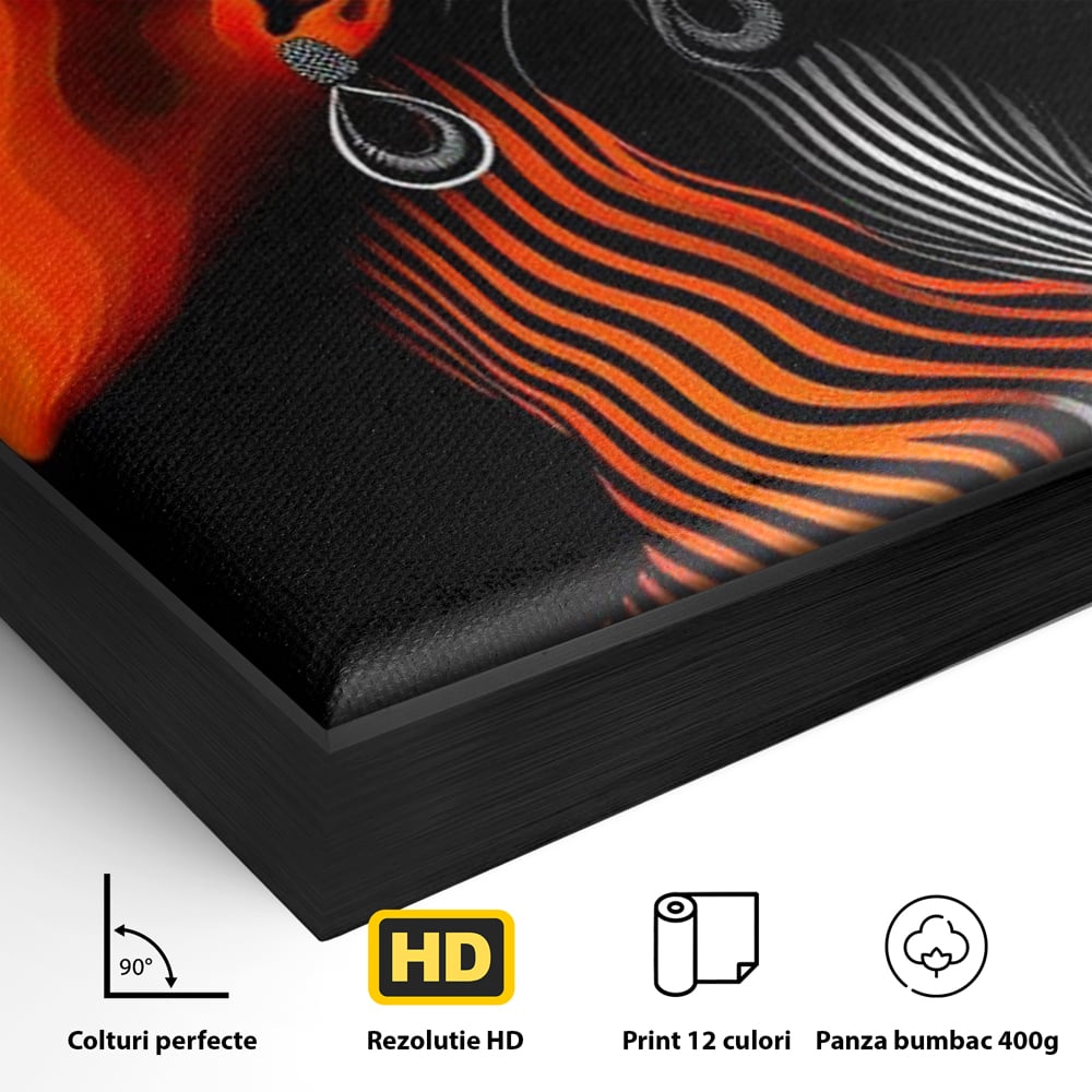 Tablou Canvas Premium, LuxCanva® G1161, Yin si Yang Feminin, Dualitate, Fete, Frumusete, Foc, Gheata, Opozitie, Dubla, Identitate, Lumini, Umbre, Stilizat, Armonie, Birou, Living, Dormitor