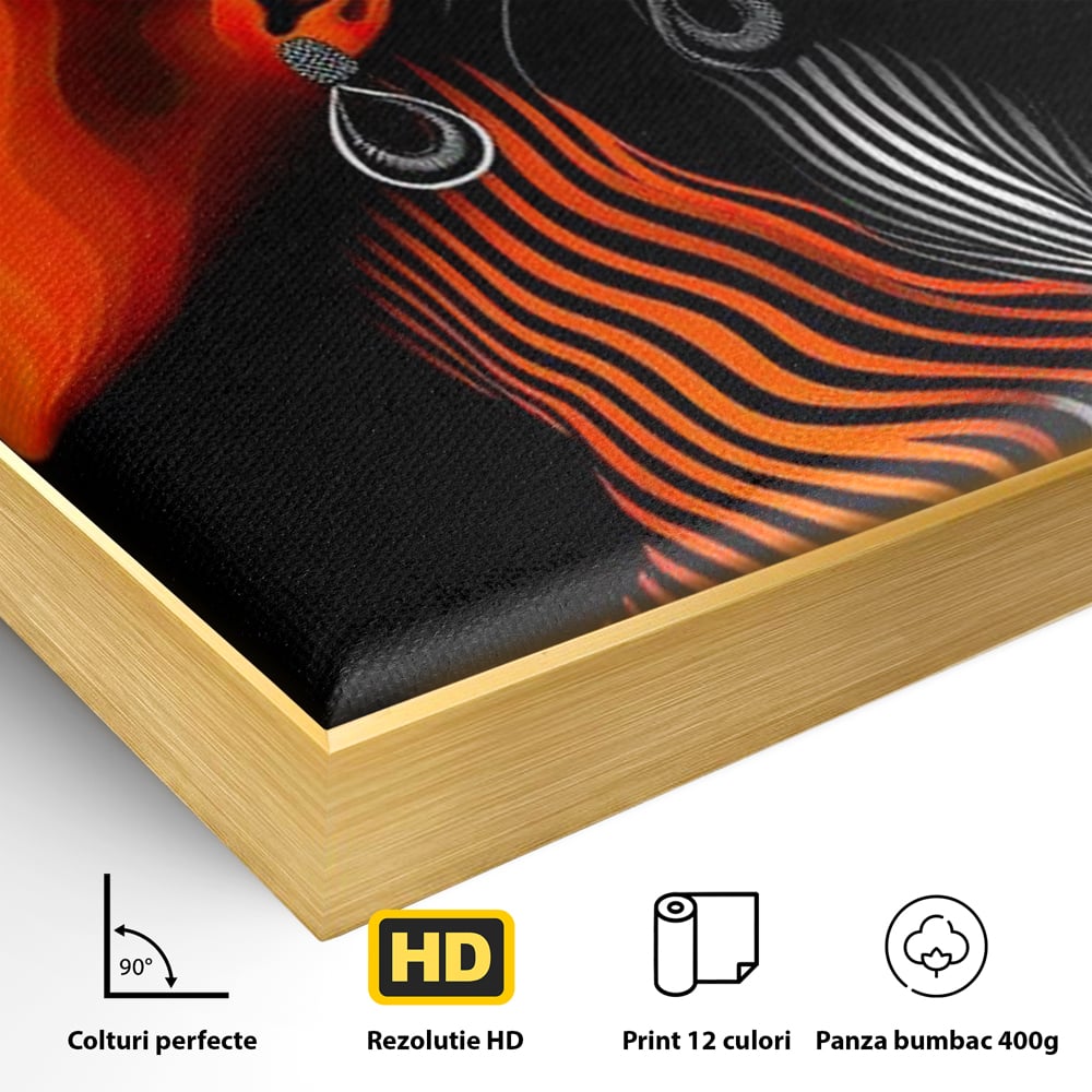 Tablou Canvas Premium, LuxCanva® G1161, Yin si Yang Feminin, Dualitate, Fete, Frumusete, Foc, Gheata, Opozitie, Dubla, Identitate, Lumini, Umbre, Stilizat, Armonie, Birou, Living, Dormitor