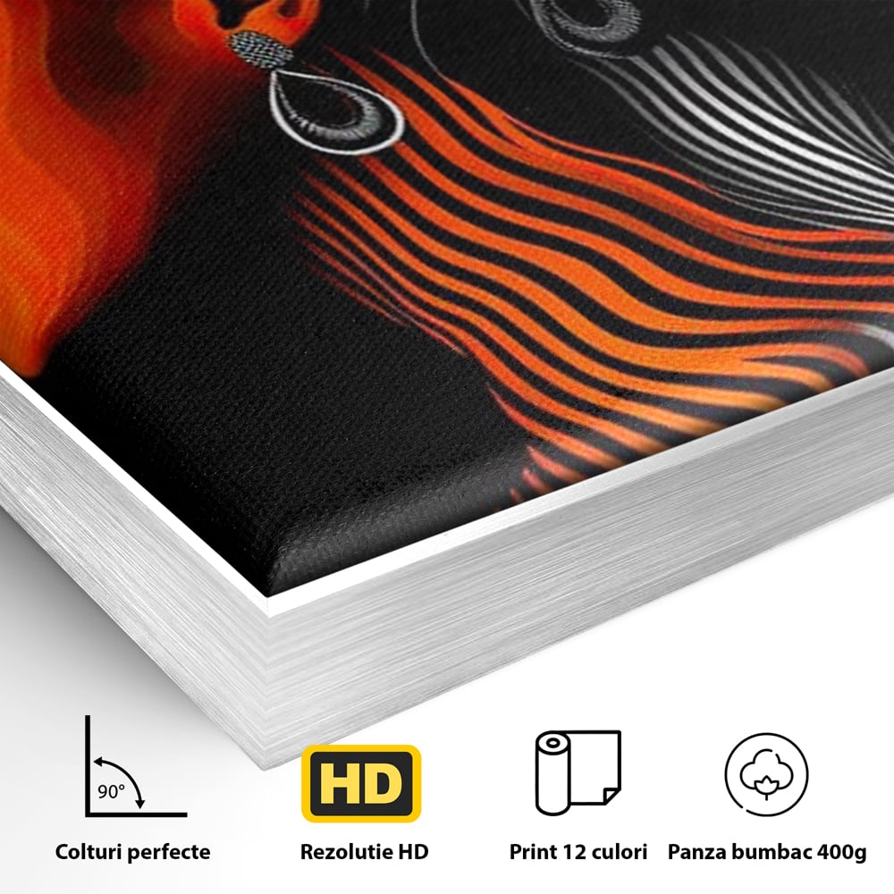 Tablou Canvas Premium, LuxCanva® G1161, Yin si Yang Feminin, Dualitate, Fete, Frumusete, Foc, Gheata, Opozitie, Dubla, Identitate, Lumini, Umbre, Stilizat, Armonie, Birou, Living, Dormitor