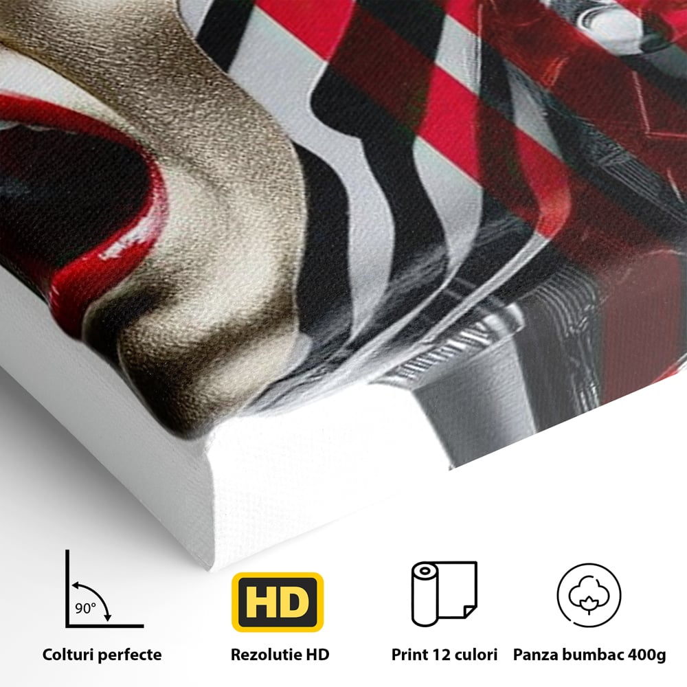Tablou Canvas Premium, LuxCanva® G1162, Puterea Libertatii, Strigat, Viitor, Lanturi, Futurist, Rosu, Alb, Negru, Pasiune, Revolta, Punk, Metal, Urban, Rebeliune, Spirit, Birou, Living, Dormitor