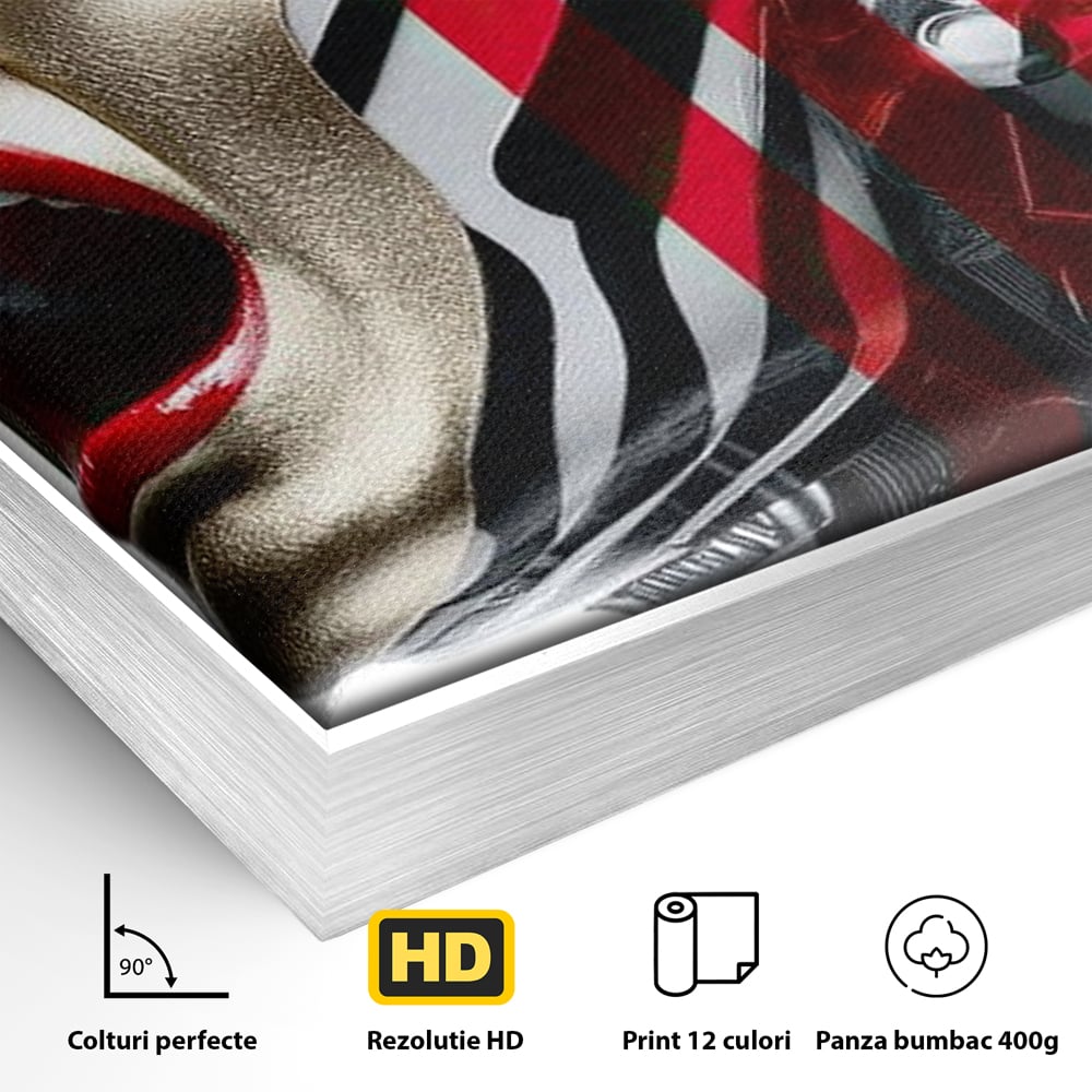 Tablou Canvas Premium, LuxCanva® G1162, Puterea Libertatii, Strigat, Viitor, Lanturi, Futurist, Rosu, Alb, Negru, Pasiune, Revolta, Punk, Metal, Urban, Rebeliune, Spirit, Birou, Living, Dormitor