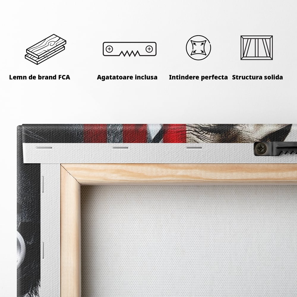 Tablou Canvas Premium, LuxCanva® G1162, Puterea Libertatii, Strigat, Viitor, Lanturi, Futurist, Rosu, Alb, Negru, Pasiune, Revolta, Punk, Metal, Urban, Rebeliune, Spirit, Birou, Living, Dormitor