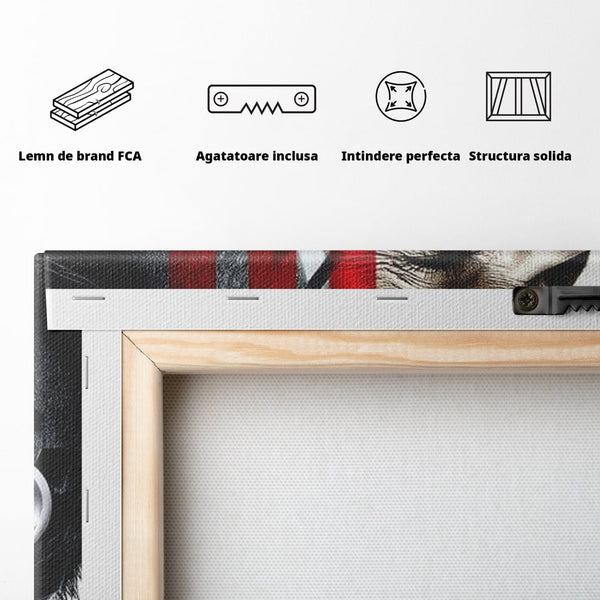 Tablou Canvas Premium, LuxCanva® G1162, Puterea Libertatii, Strigat, Viitor, Lanturi, Futurist, Rosu, Alb, Negru, Pasiune, Revolta, Punk, Metal, Urban, Rebeliune, Spirit, Birou, Living, Dormitor