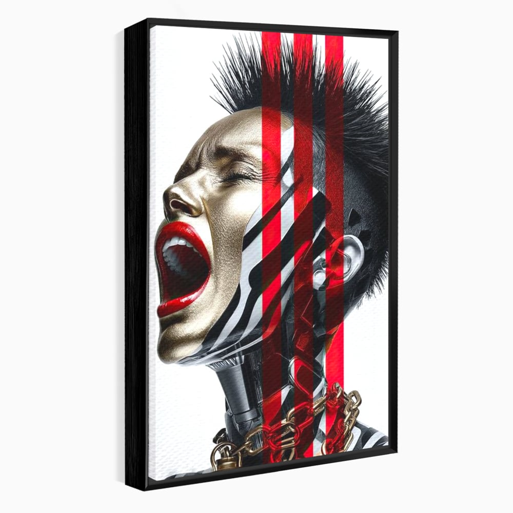 Tablou Canvas Premium, LuxCanva® G1162, Puterea Libertatii, Strigat, Viitor, Lanturi, Futurist, Rosu, Alb, Negru, Pasiune, Revolta, Punk, Metal, Urban, Rebeliune, Spirit, Birou, Living, Dormitor