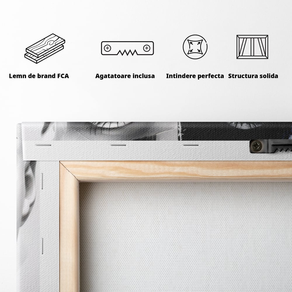 Tablou Canvas Premium, LuxCanva® G1163, Doua Fete, Un Suflet, Dualitate, Alb, Negru, Monocrom, Yin, Yang, Lumina, Impact, Negura, Armonie, Chipuri, Femei, Inima, Birou, Living, Dormitor