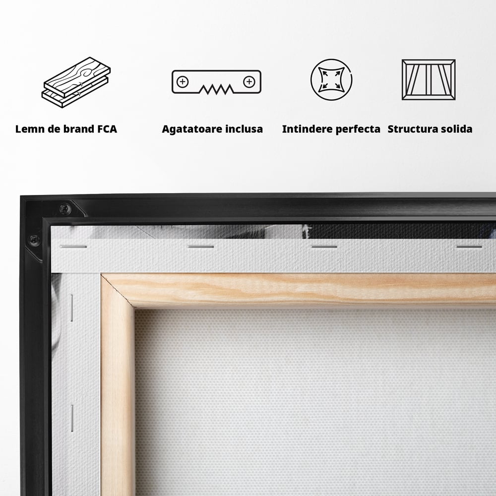 Tablou Canvas Premium, LuxCanva® G1163, Doua Fete, Un Suflet, Dualitate, Alb, Negru, Monocrom, Yin, Yang, Lumina, Impact, Negura, Armonie, Chipuri, Femei, Inima, Birou, Living, Dormitor
