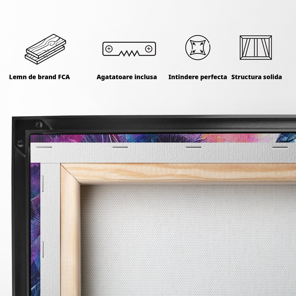 Tablou Canvas Premium, LuxCanva® G1164, Fantezie Florala, Cromatic, Culori, Vis, Explozie, Emotii, Floral, Pleoape, Albastre, Pene, Machiaj, Par, Artistic, Salon, Birou, Living, Dormitor