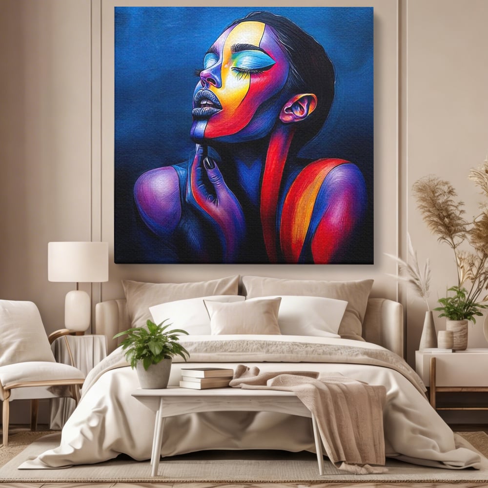 Tablou Canvas Premium, LuxCanva® G1165, O Clipa de Liniste, Tacere, Foc, Umbra, Stralucire, Interioara, Ea, Coloristica, Ganduri, Piele, Dor, Meditatie, Fotomodel, Birou, Living, Dormitor