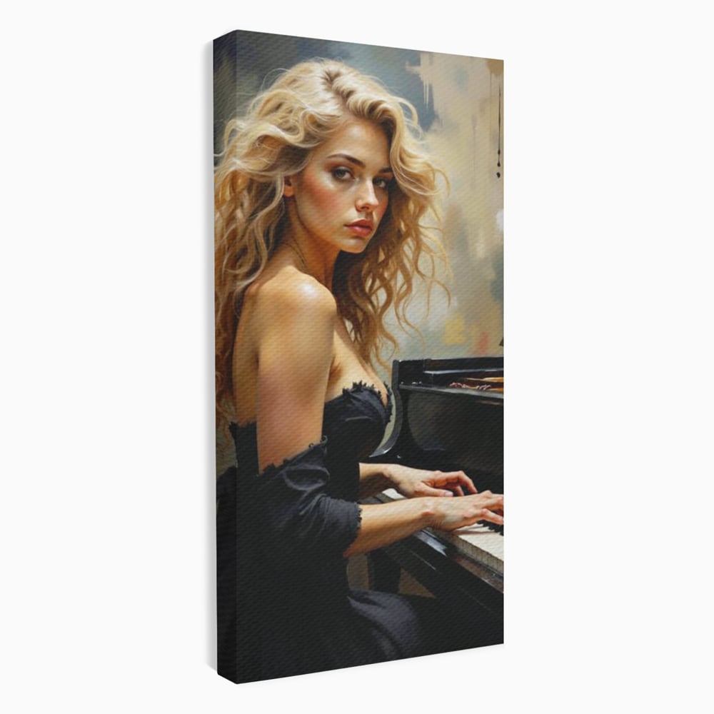 Tablou Canvas Premium, LuxCanva® G1169, Rapsodia Muzei, Simfonie, Melodie, Noapte, Fior, Acorduri, Pian, Domnisoara, Ecou, Armonii, Emotie, Eleganta, Melancolie, Par, Birou, Living, Dormitor