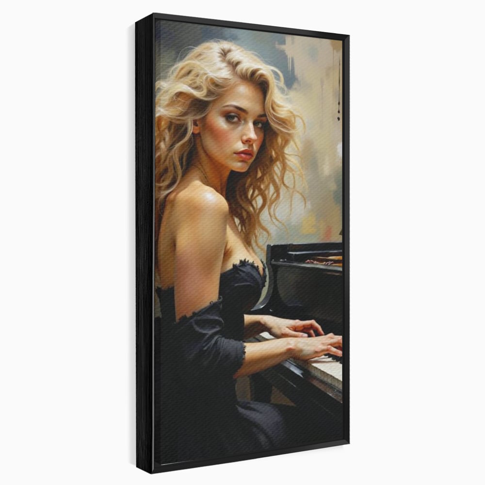 Tablou Canvas Premium, LuxCanva® G1169, Rapsodia Muzei, Simfonie, Melodie, Noapte, Fior, Acorduri, Pian, Domnisoara, Ecou, Armonii, Emotie, Eleganta, Melancolie, Par, Birou, Living, Dormitor
