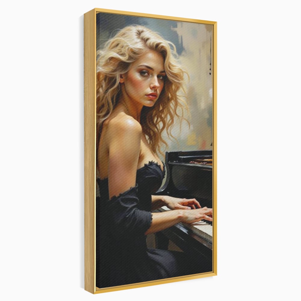 Tablou Canvas Premium, LuxCanva® G1169, Rapsodia Muzei, Simfonie, Melodie, Noapte, Fior, Acorduri, Pian, Domnisoara, Ecou, Armonii, Emotie, Eleganta, Melancolie, Par, Birou, Living, Dormitor