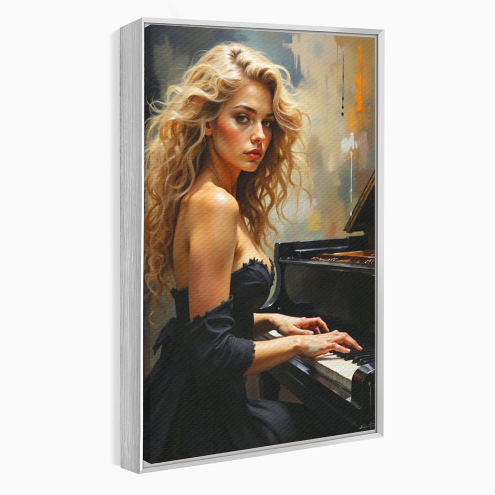 Tablou Canvas Premium, LuxCanva® G1169, Rapsodia Muzei, Simfonie, Melodie, Noapte, Fior, Acorduri, Pian, Domnisoara, Ecou, Armonii, Emotie, Eleganta, Melancolie, Par, Birou, Living, Dormitor