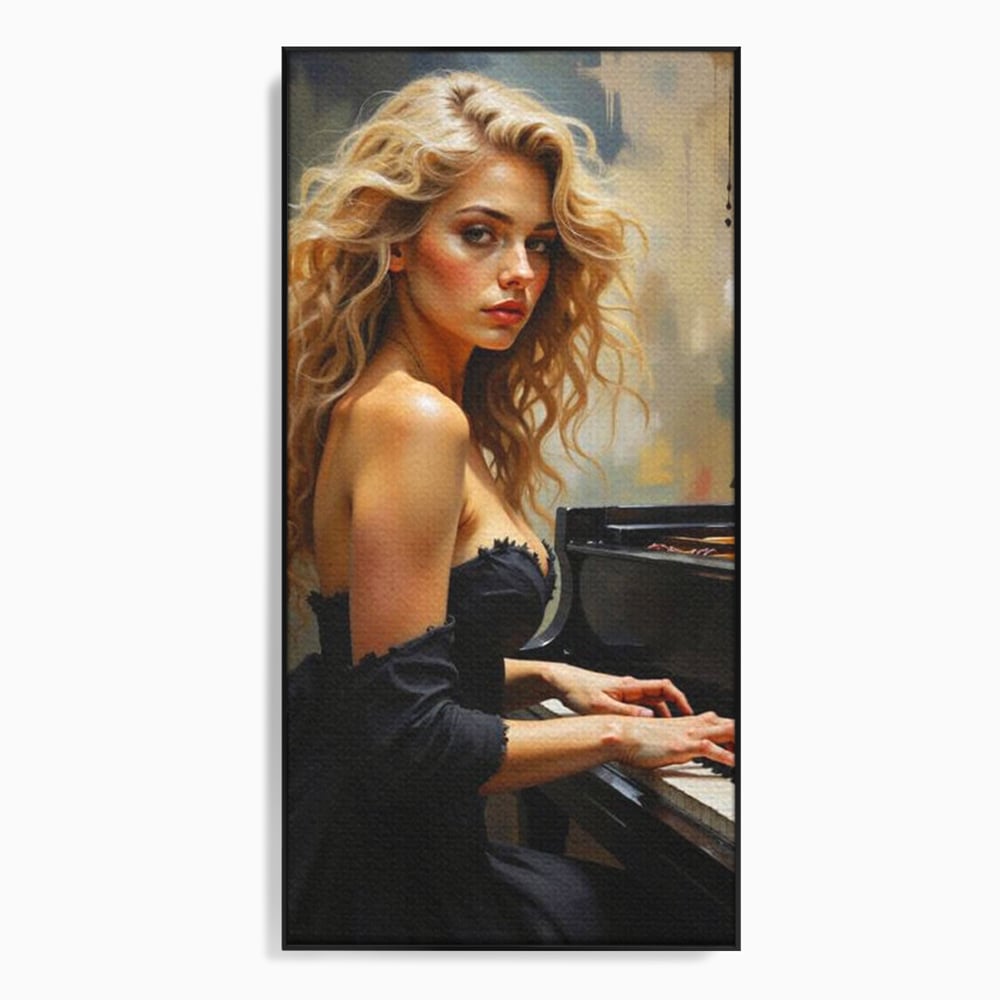 Tablou Canvas Premium, LuxCanva® G1169, Rapsodia Muzei, Simfonie, Melodie, Noapte, Fior, Acorduri, Pian, Domnisoara, Ecou, Armonii, Emotie, Eleganta, Melancolie, Par, Birou, Living, Dormitor