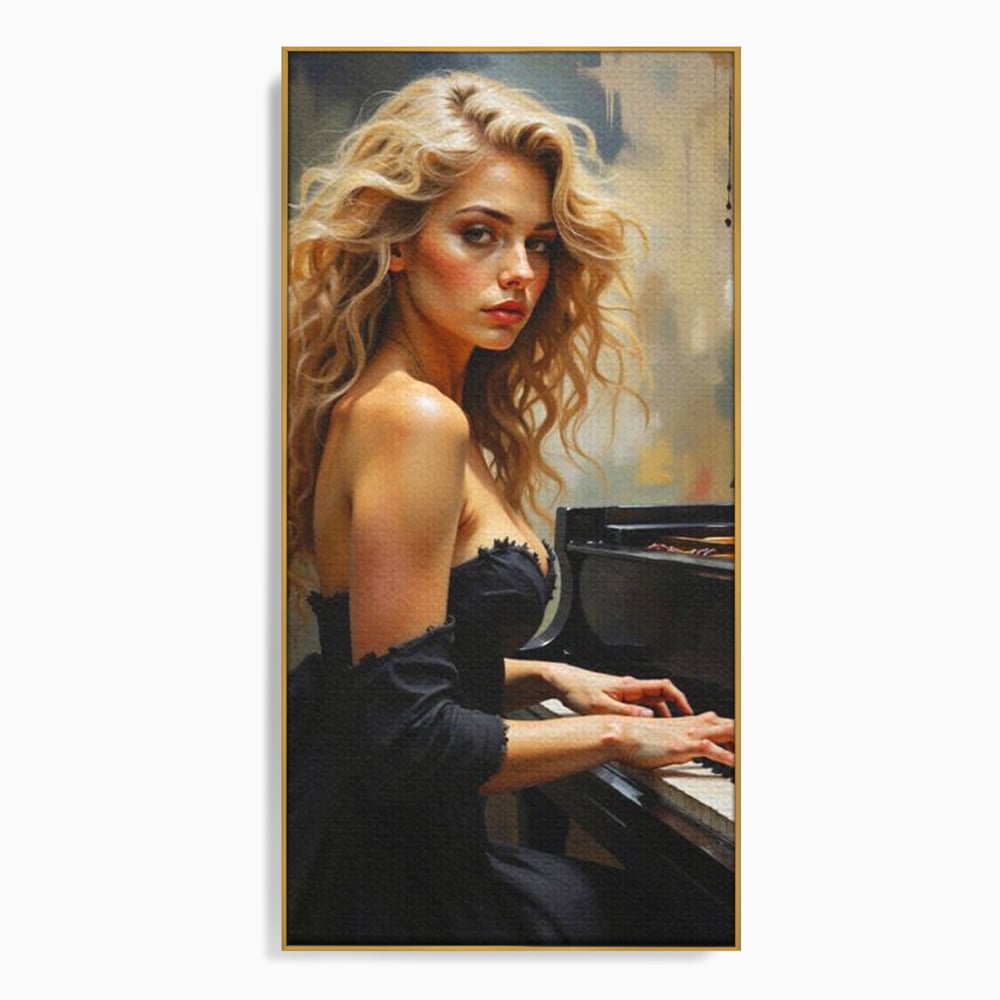 Tablou Canvas Premium, LuxCanva® G1169, Rapsodia Muzei, Simfonie, Melodie, Noapte, Fior, Acorduri, Pian, Domnisoara, Ecou, Armonii, Emotie, Eleganta, Melancolie, Par, Birou, Living, Dormitor