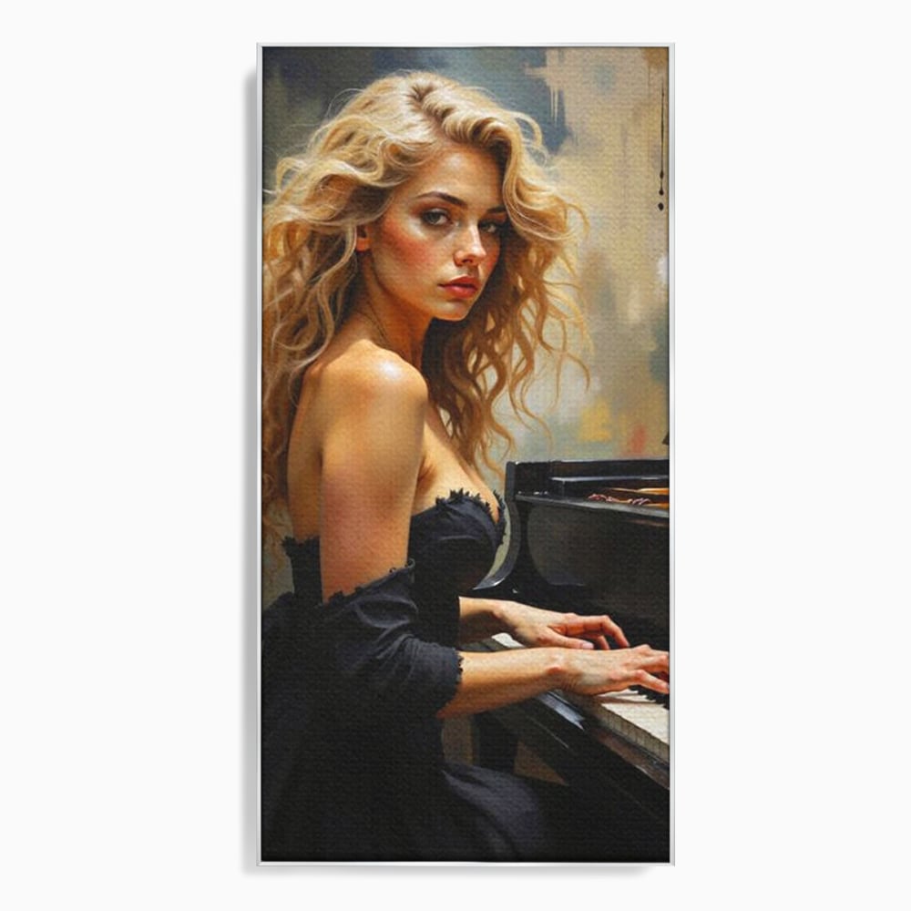 Tablou Canvas Premium, LuxCanva® G1169, Rapsodia Muzei, Simfonie, Melodie, Noapte, Fior, Acorduri, Pian, Domnisoara, Ecou, Armonii, Emotie, Eleganta, Melancolie, Par, Birou, Living, Dormitor