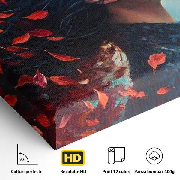 Tablou Canvas Premium, LuxCanva® G1171, Vantul Gandurilor, Ruginiu, Frunze, Clipa, Liniste, Respiratie, Toamna, Serenitate, Poetic, Vant, Introspectie, Zbor, Meditatie, Birou, Living, Dormitor