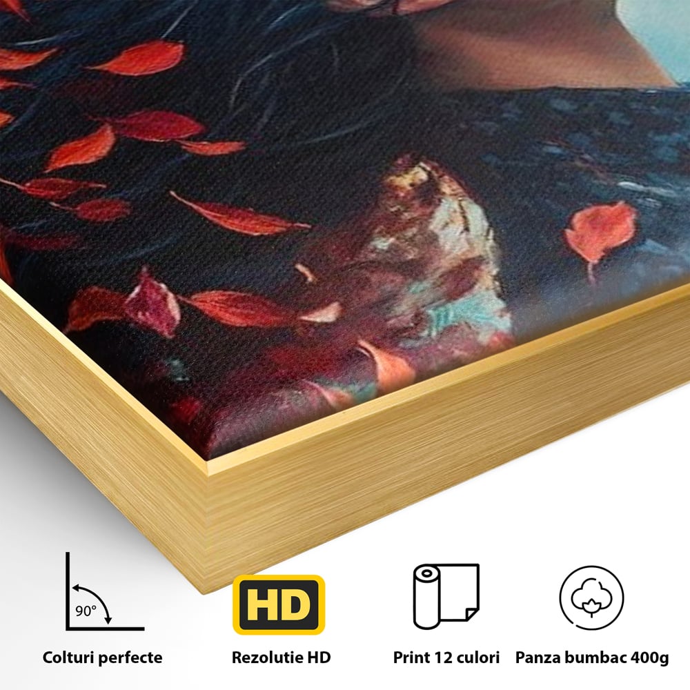 Tablou Canvas Premium, LuxCanva® G1171, Vantul Gandurilor, Ruginiu, Frunze, Clipa, Liniste, Respiratie, Toamna, Serenitate, Poetic, Vant, Introspectie, Zbor, Meditatie, Birou, Living, Dormitor