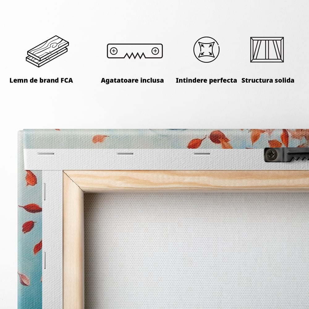 Tablou Canvas Premium, LuxCanva® G1171, Vantul Gandurilor, Ruginiu, Frunze, Clipa, Liniste, Respiratie, Toamna, Serenitate, Poetic, Vant, Introspectie, Zbor, Meditatie, Birou, Living, Dormitor