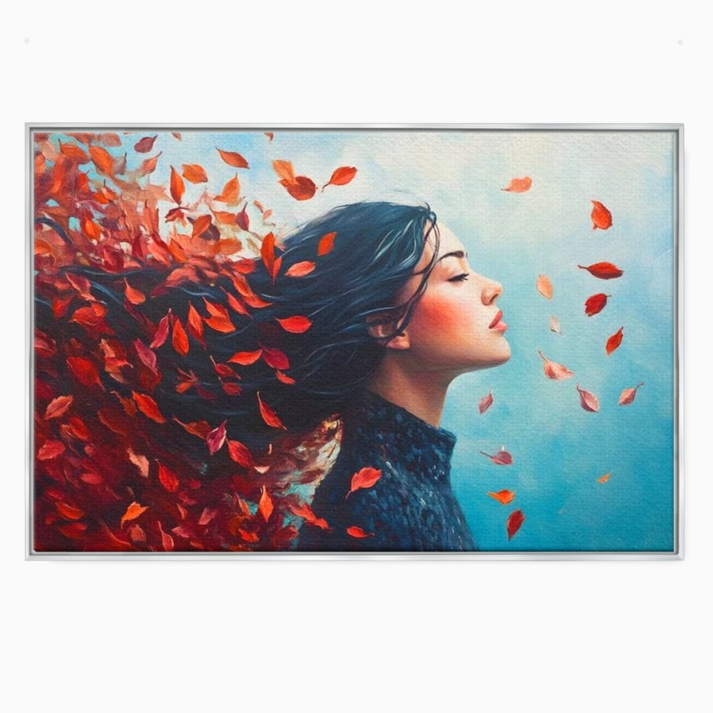 Tablou Canvas Premium, LuxCanva® G1171, Vantul Gandurilor, Ruginiu, Frunze, Clipa, Liniste, Respiratie, Toamna, Serenitate, Poetic, Vant, Introspectie, Zbor, Meditatie, Birou, Living, Dormitor