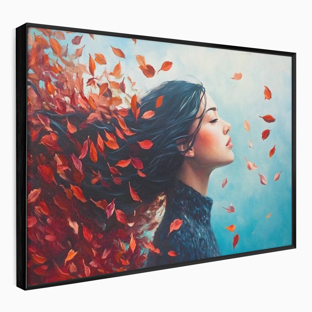 Tablou Canvas Premium, LuxCanva® G1171, Vantul Gandurilor, Ruginiu, Frunze, Clipa, Liniste, Respiratie, Toamna, Serenitate, Poetic, Vant, Introspectie, Zbor, Meditatie, Birou, Living, Dormitor