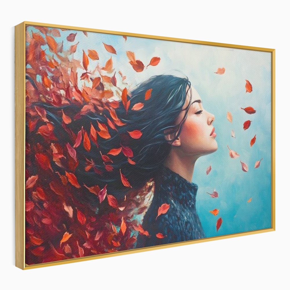 Tablou Canvas Premium, LuxCanva® G1171, Vantul Gandurilor, Ruginiu, Frunze, Clipa, Liniste, Respiratie, Toamna, Serenitate, Poetic, Vant, Introspectie, Zbor, Meditatie, Birou, Living, Dormitor