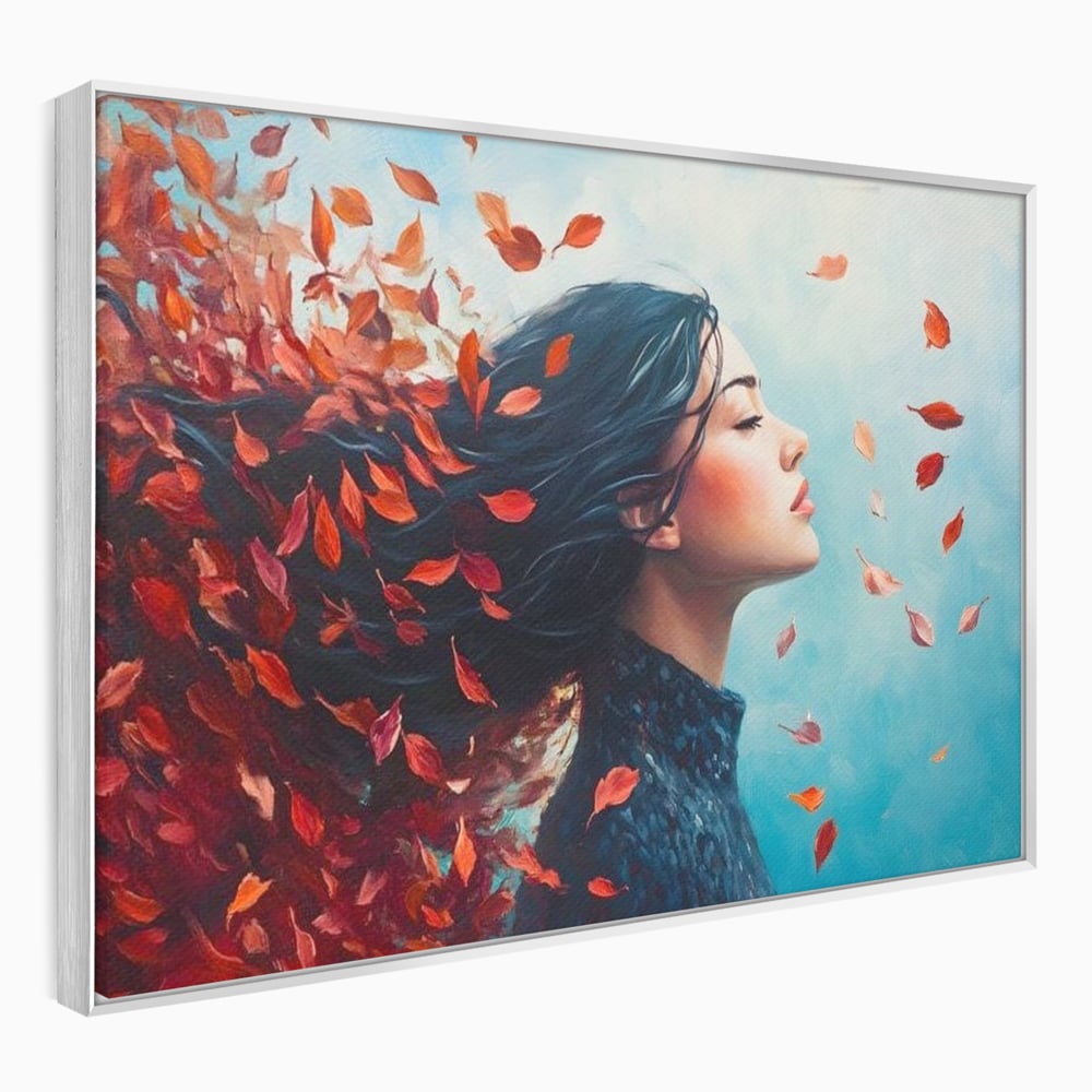 Tablou Canvas Premium, LuxCanva® G1171, Vantul Gandurilor, Ruginiu, Frunze, Clipa, Liniste, Respiratie, Toamna, Serenitate, Poetic, Vant, Introspectie, Zbor, Meditatie, Birou, Living, Dormitor