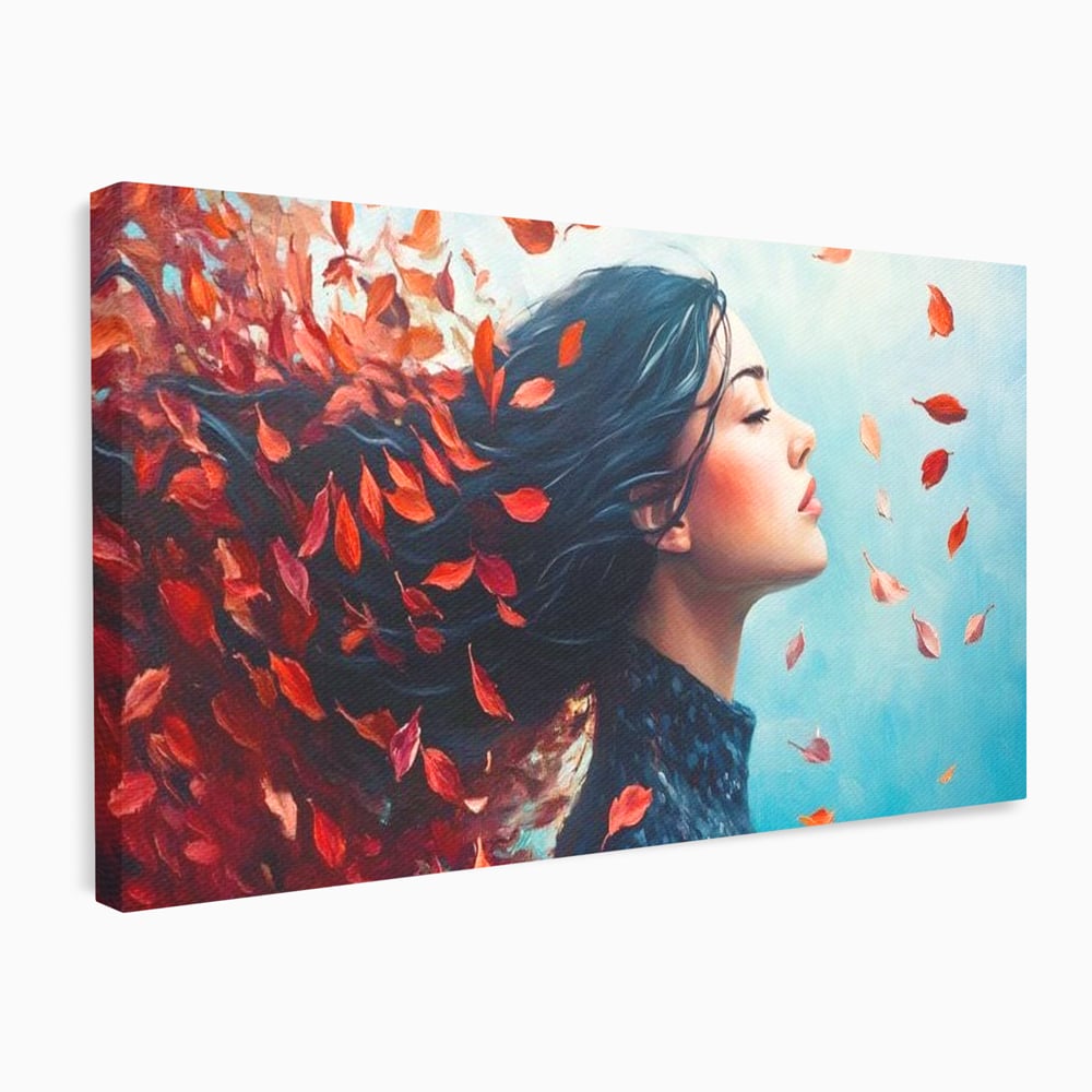 Tablou Canvas Premium, LuxCanva® G1171, Vantul Gandurilor, Ruginiu, Frunze, Clipa, Liniste, Respiratie, Toamna, Serenitate, Poetic, Vant, Introspectie, Zbor, Meditatie, Birou, Living, Dormitor