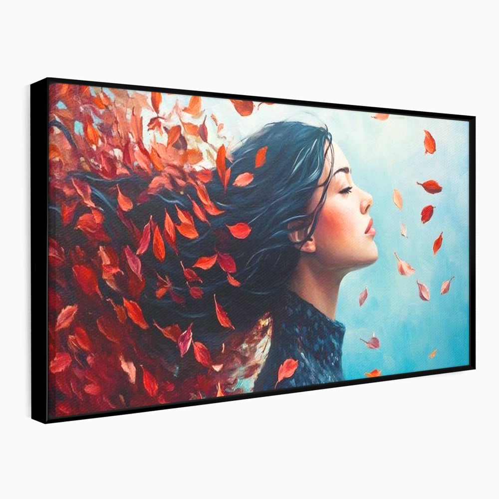 Tablou Canvas Premium, LuxCanva® G1171, Vantul Gandurilor, Ruginiu, Frunze, Clipa, Liniste, Respiratie, Toamna, Serenitate, Poetic, Vant, Introspectie, Zbor, Meditatie, Birou, Living, Dormitor