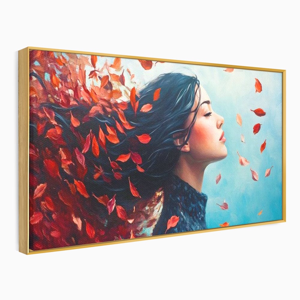 Tablou Canvas Premium, LuxCanva® G1171, Vantul Gandurilor, Ruginiu, Frunze, Clipa, Liniste, Respiratie, Toamna, Serenitate, Poetic, Vant, Introspectie, Zbor, Meditatie, Birou, Living, Dormitor