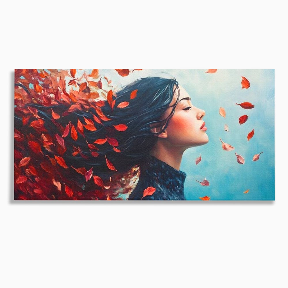 Tablou Canvas Premium, LuxCanva® G1171, Vantul Gandurilor, Ruginiu, Frunze, Clipa, Liniste, Respiratie, Toamna, Serenitate, Poetic, Vant, Introspectie, Zbor, Meditatie, Birou, Living, Dormitor