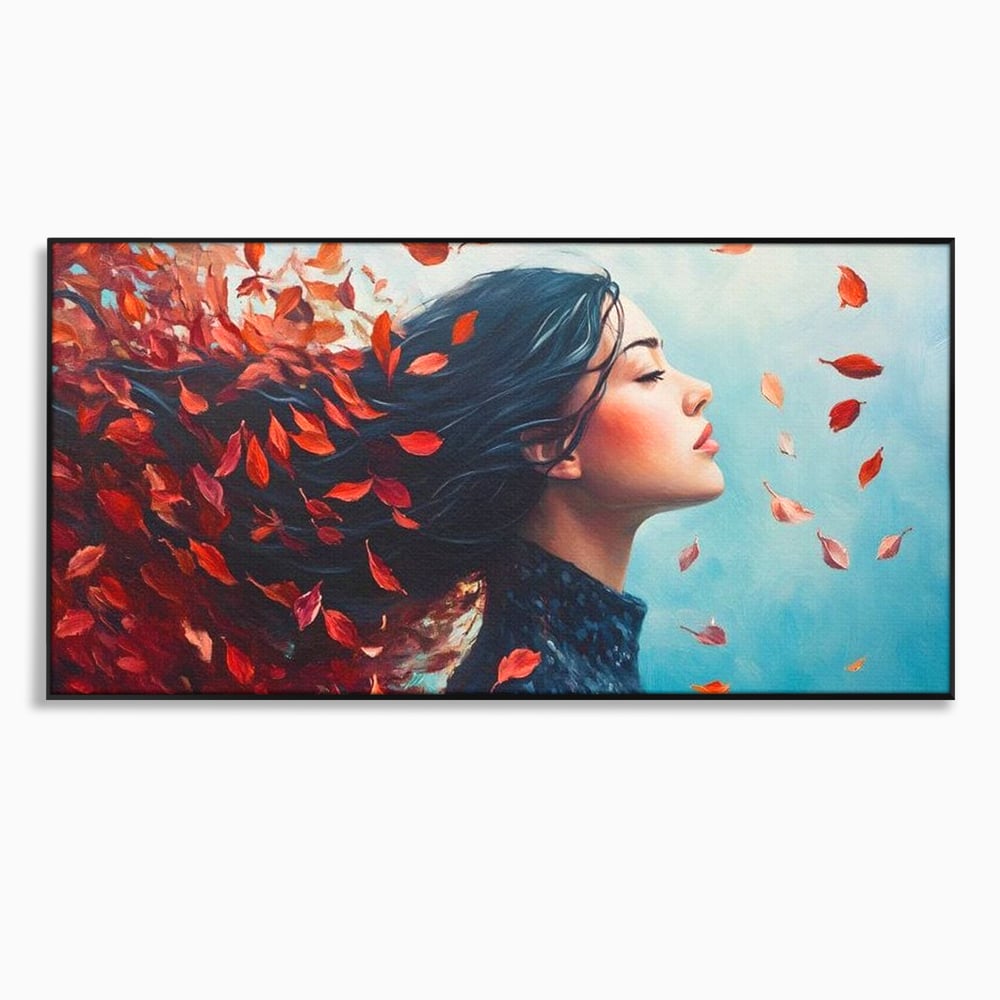 Tablou Canvas Premium, LuxCanva® G1171, Vantul Gandurilor, Ruginiu, Frunze, Clipa, Liniste, Respiratie, Toamna, Serenitate, Poetic, Vant, Introspectie, Zbor, Meditatie, Birou, Living, Dormitor
