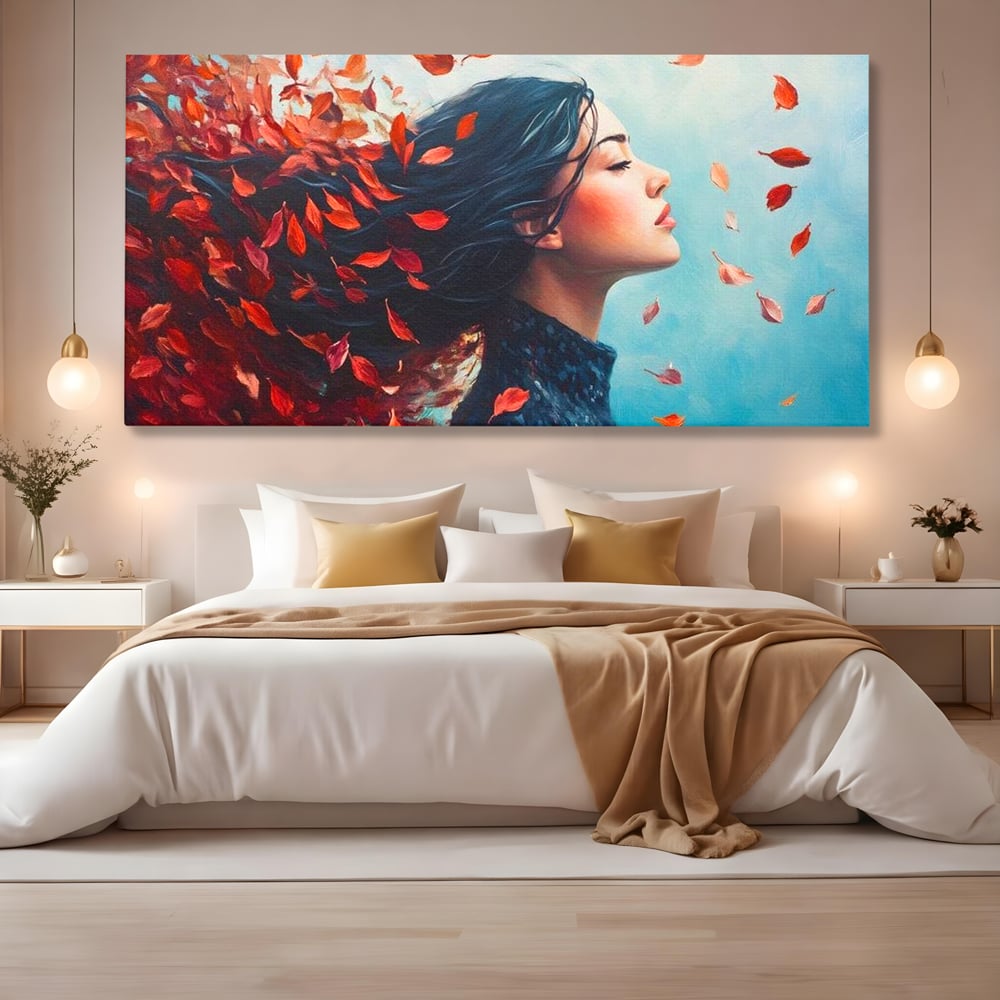 Tablou Canvas Premium, LuxCanva® G1171, Vantul Gandurilor, Ruginiu, Frunze, Clipa, Liniste, Respiratie, Toamna, Serenitate, Poetic, Vant, Introspectie, Zbor, Meditatie, Birou, Living, Dormitor