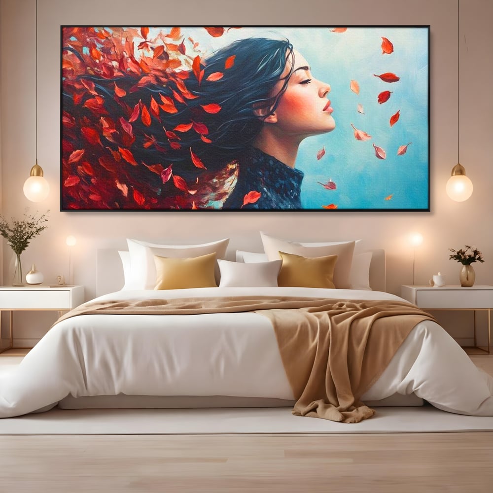 Tablou Canvas Premium, LuxCanva® G1171, Vantul Gandurilor, Ruginiu, Frunze, Clipa, Liniste, Respiratie, Toamna, Serenitate, Poetic, Vant, Introspectie, Zbor, Meditatie, Birou, Living, Dormitor